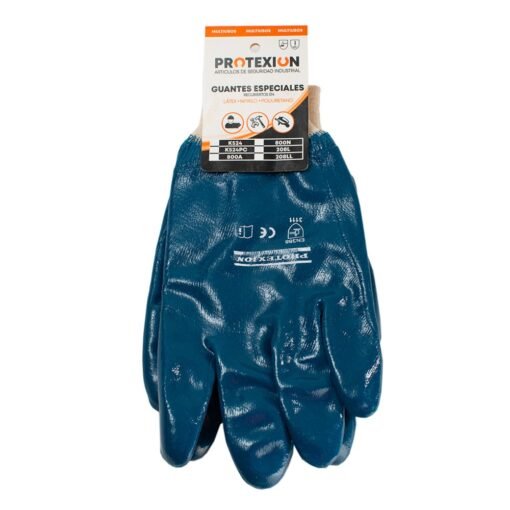 Guante de nitrilo azul puño cerrado Protexion Protex