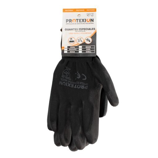 Guante de nylon palma poliuretano de color negro Protexion Protex