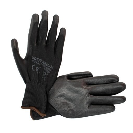 Guante de nylon palma poliuretano de color negro Protexion Protex