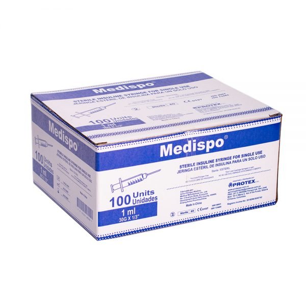 Jeringas desechables para insulina 1ml - 30G - 1/3" Medispo Protex