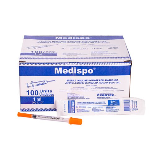JERINGAS DESECHABLES INSULINA MEDISPO 100 U 30 G x 1/3"
