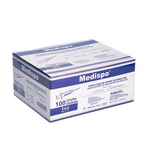 Jeringas desechables para insulina 1 ml-29G x 1/2" Medispo Protex s.a.s