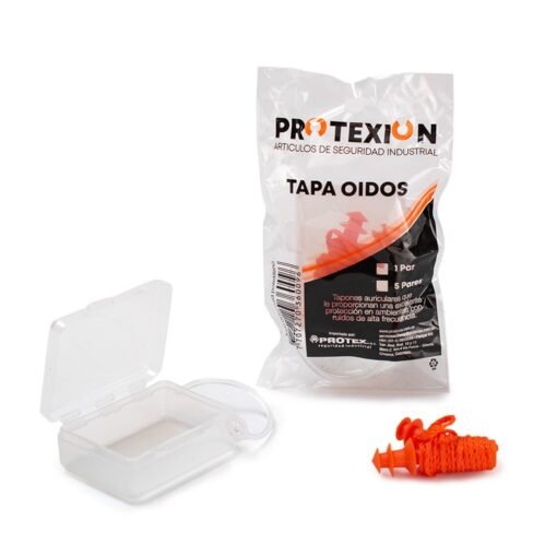 Tapon auditivo en silicona con cordon y caja de polietileno Protexion Protex