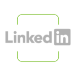 icono de redes sociales linkedin de color gris dentro de un cuadro de borde verde corporativo protex s.a.s